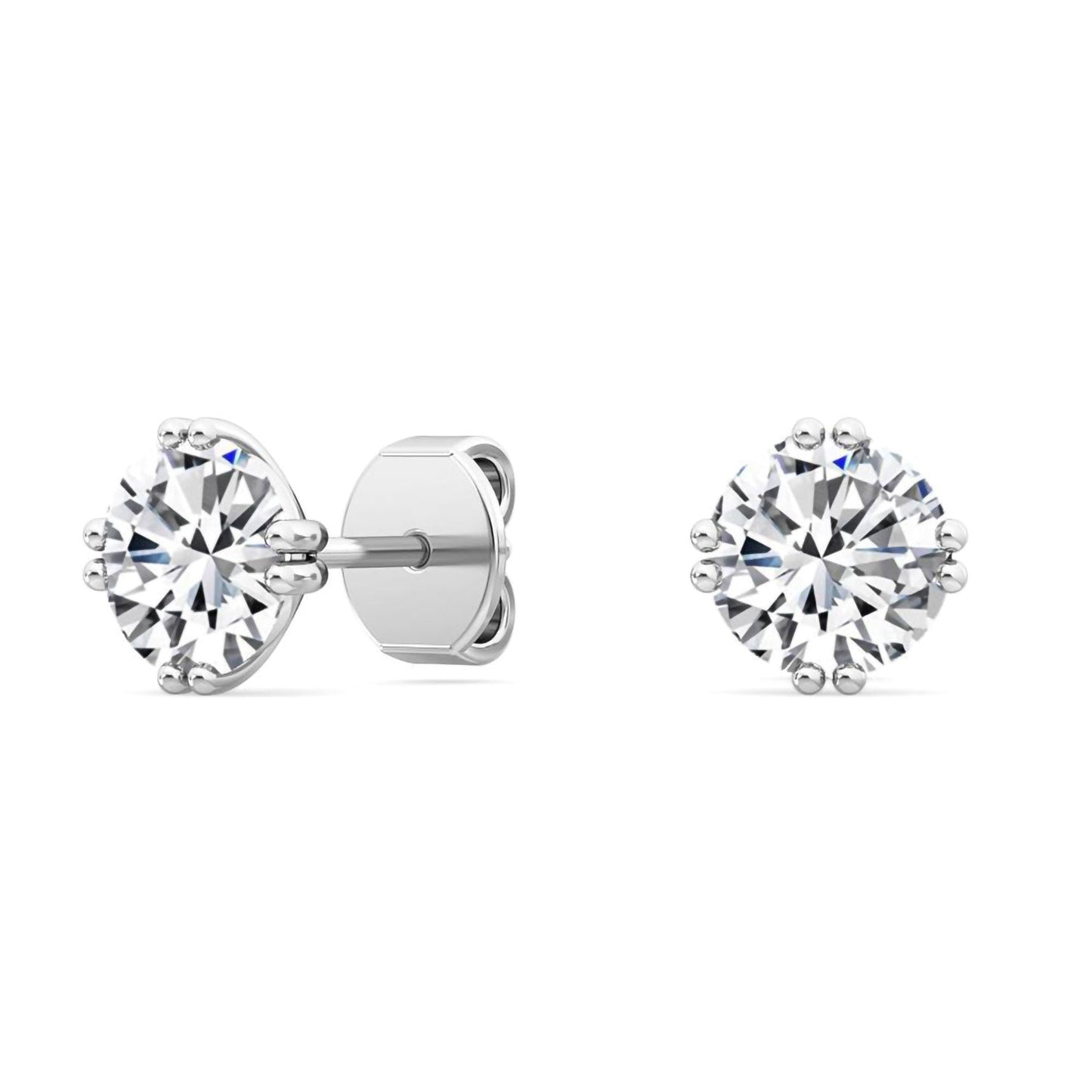 ISADORA JEWELLERY Lab-Grown Diamond Double Claw Sterling Silver Stud Earrings with two 0.25ct diamonds (Total Diamond Weight 0.50ct)