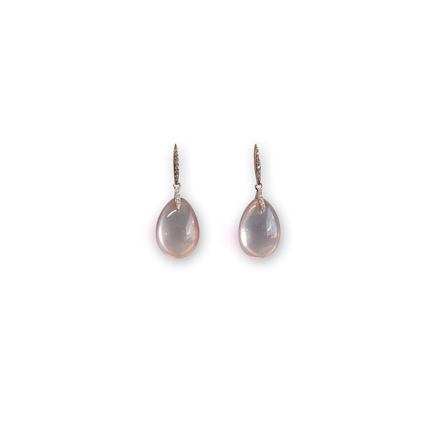 ISADORA JEWELLERY 18ct Rose Gold Rose Quartz and Diamond Earrings