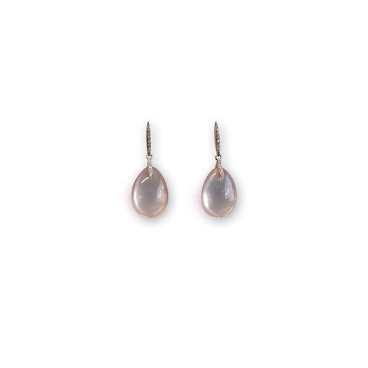 ISADORA JEWELLERY 18ct Rose Gold Rose Quartz and Diamond Earrings