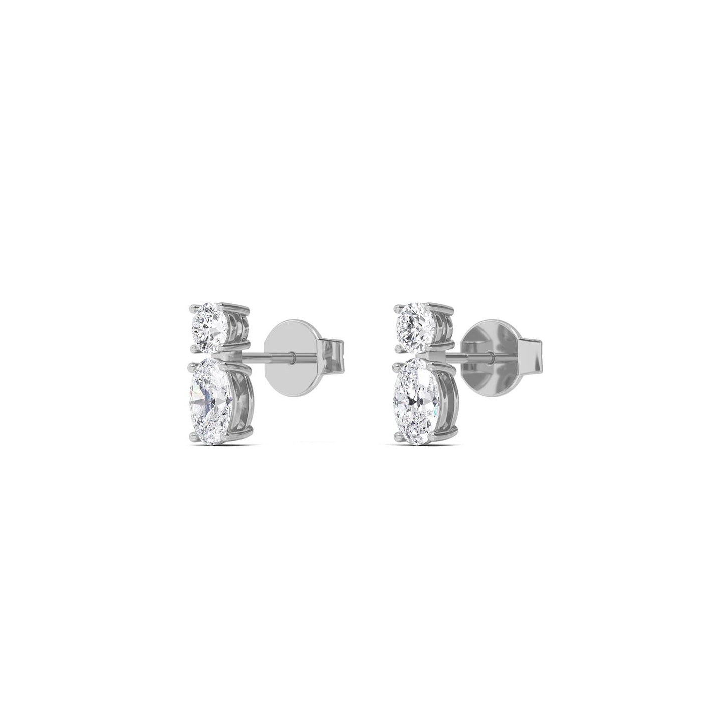 ISADORA JEWELLERY Lab-Grown Diamond Stud Earrings each featuring two round diamonds and two oval diamonds in 14ct White Gold (Total Diamond Weight 1.40ct)
