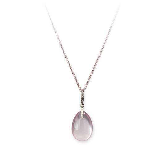 ISADORA JEWELLERY 18ct Rose Gold Rose Quartz and Diamond Pendant