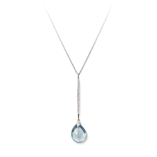 ISADORA JEWELLERY 18ct White Gold Blue Topaz with Diamond Pendant