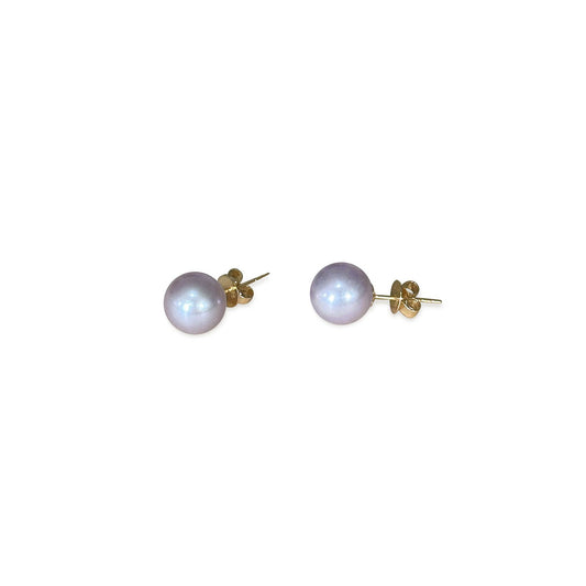 ISADORA JEWELLERY Mauve Freshwater 6-6.5mm Pearl Stud Earrings with 14ct Gold Posts and Butterflies