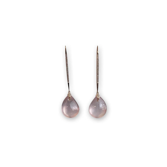 ISADORA JEWELLERY 18ct Rose Gold Rose Quartz & Diamond Earrings