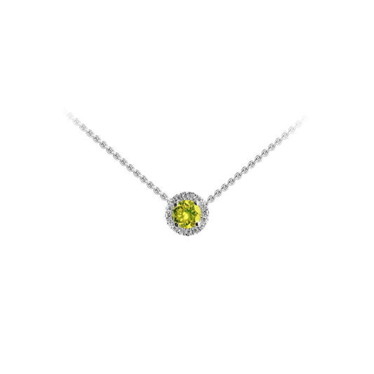 ISADORA JEWELLERY Lab-Grown Diamond Halo Pendant featuring one Yellow Centre Diamond in 14ct White Gold on a 14ct White Gold Chain (Total Diamond Weight 0.30ct)