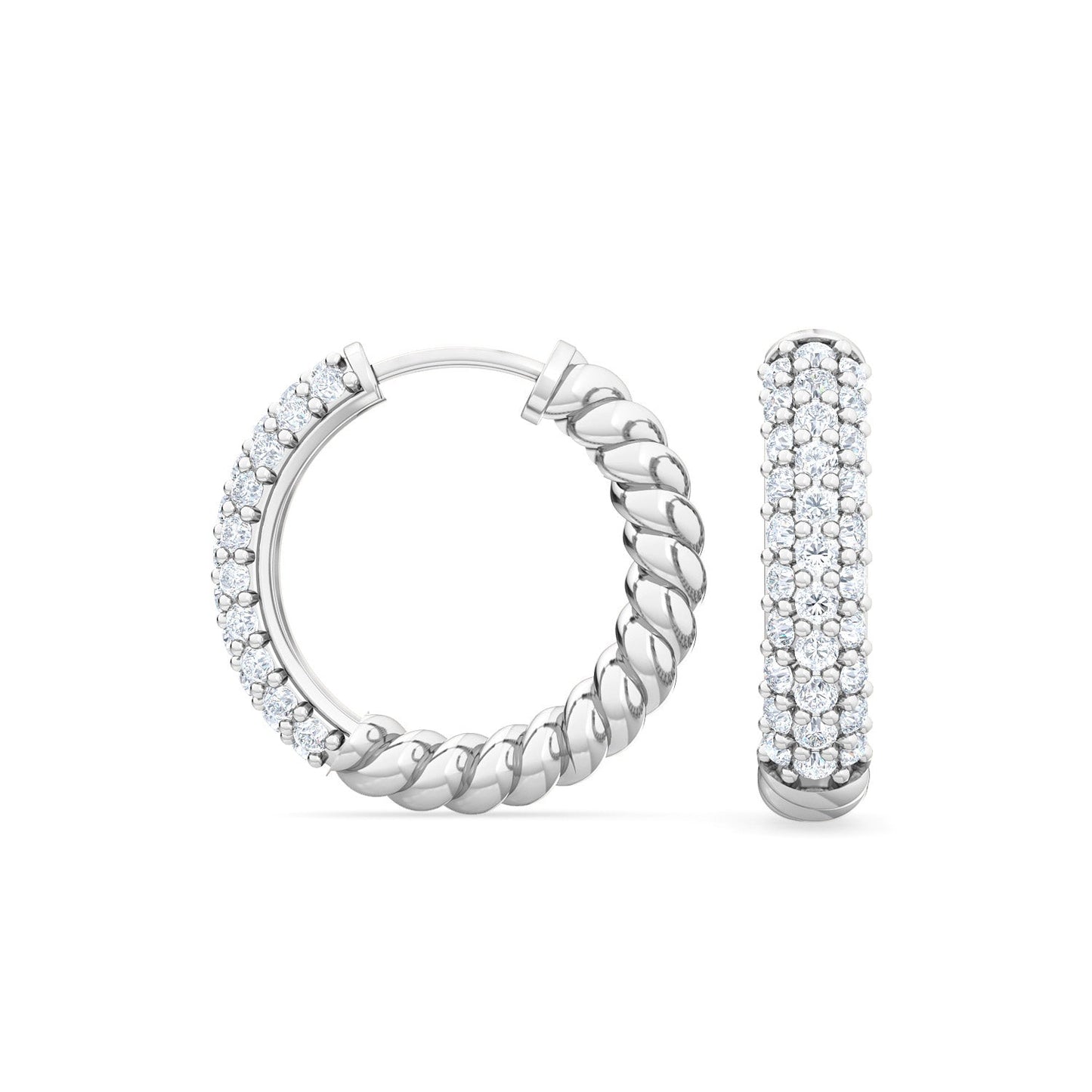 ISADORA JEWELLERY Lab Grown Diamond Hoop Earrings featuring 62 Diamonds weighing a total of 0.40ct on 14ct White Gold Neckchain.