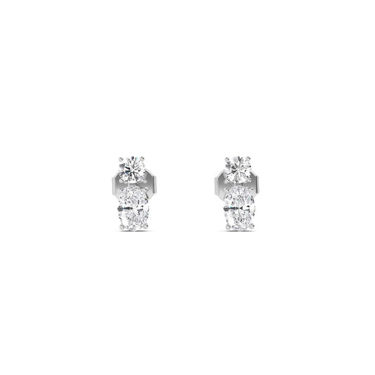 ISADORA JEWELLERY Lab-Grown Diamond Stud Earrings each featuring two round diamonds and two oval diamonds in 14ct White Gold (Total Diamond Weight 1.40ct)