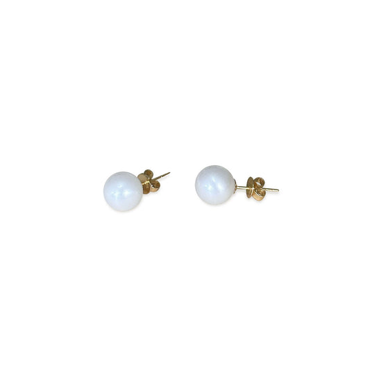 ISADORA JEWELLERY White Freshwater 6-6.5mm Pearl Earrings with 14ct Gold Posts and Butterflies