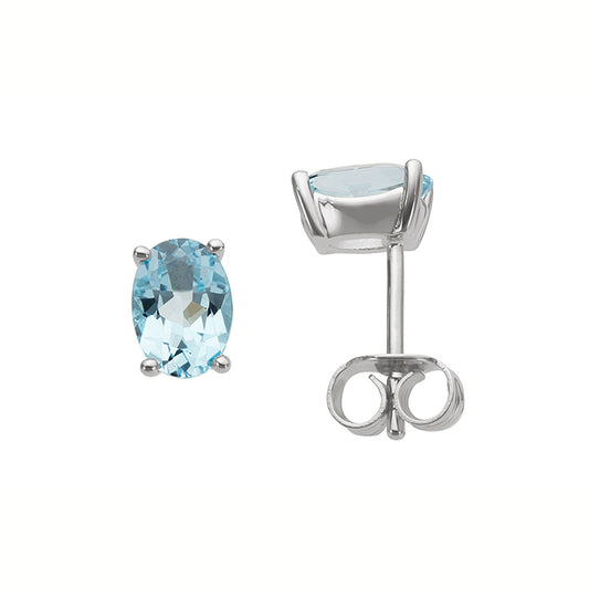 ISADORA JEWELLERY 9ct White Gold Oval Sky Blue Topaz Earrings