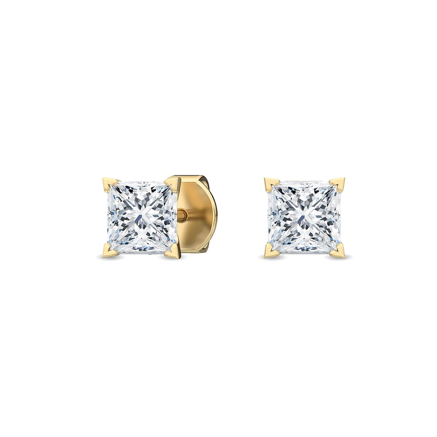 ISADORA JEWELLERY Lab Grown Diamond Princess Cut Stud Earrings in 14ct Yellow Gold