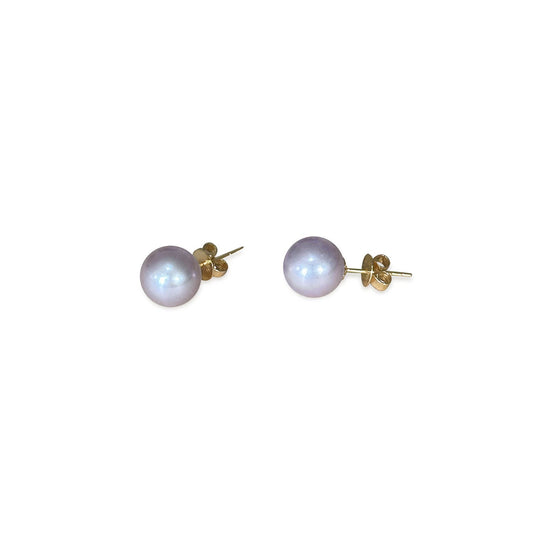 ISADORA JEWELLERY Mauve Freshwater 7-7.5mm Pearl Stud Earrings with 14ct Gold Posts and Butterflies
