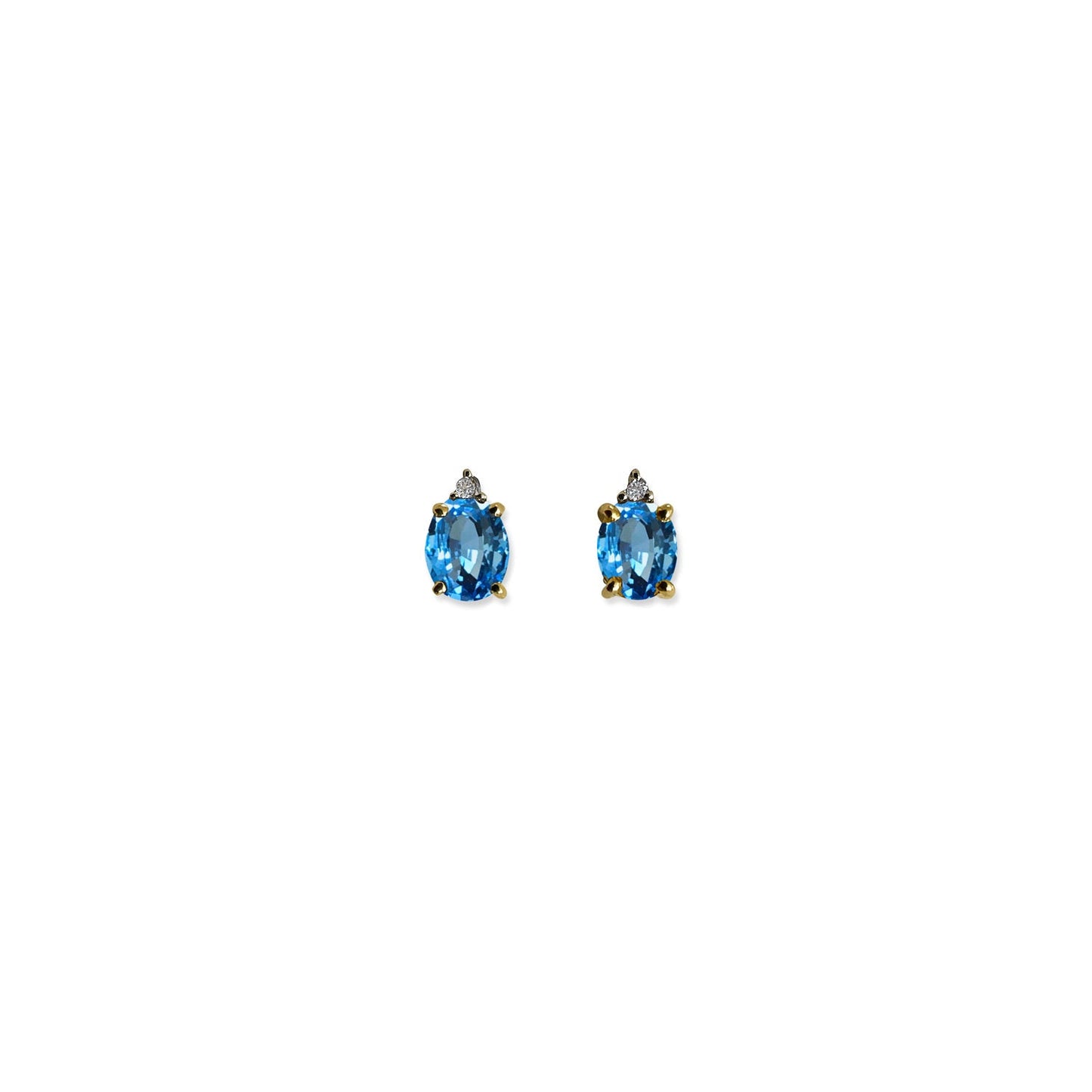 ISADORA JEWELLERY Natural Ceylon Sapphire (6x4mm) 9ct Yellow Gold Earrings