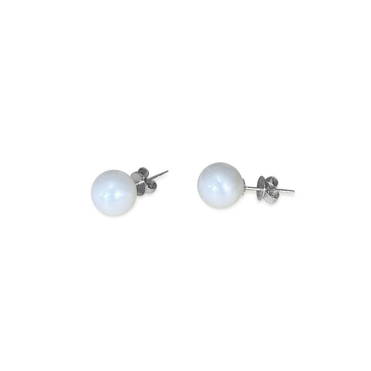 ISADORA JEWELLERY White Freshwater 8-8.5mm Pearl Stud Sterling Silver Earrings