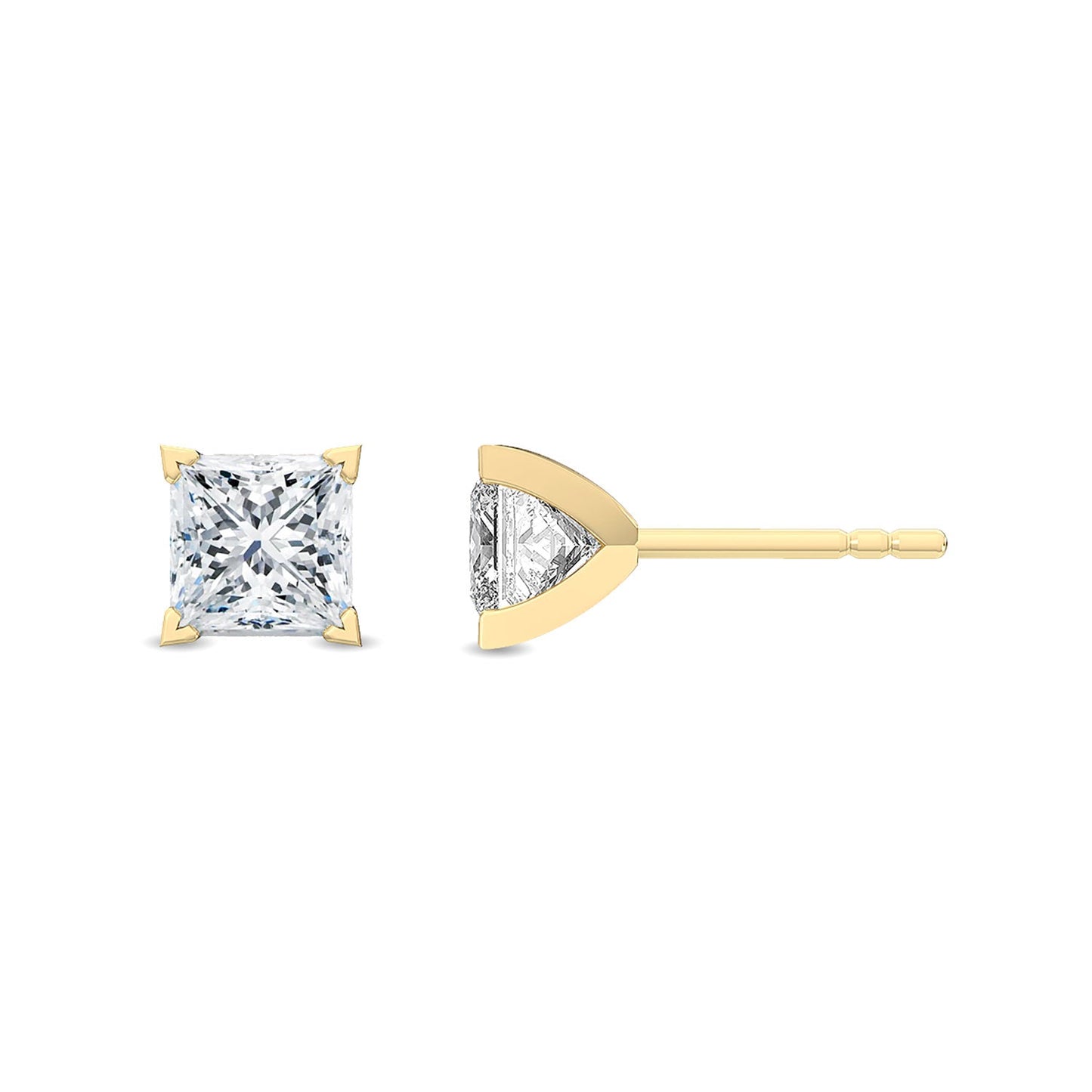 ISADORA JEWELLERY Lab Grown Diamond Princess Cut Stud Earrings in 14ct Yellow Gold