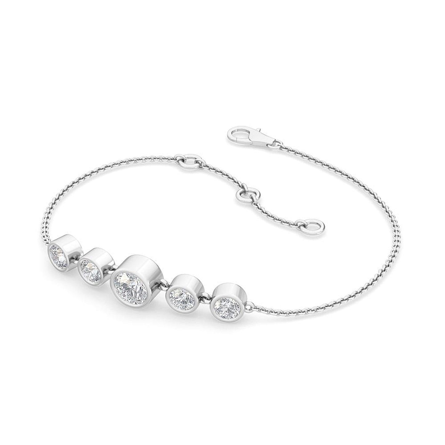 ISADORA JEWELLERY Lab Grown Diamond Bracelet featuring Five Brilliant Cut Diamonds weighing a total of 0.60ct in 14ct White Gold