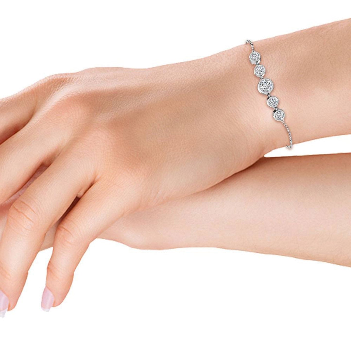 ISADORA JEWELLERY Lab Grown Diamond Bracelet featuring Five Brilliant Cut Diamonds weighing a total of 0.60ct in 14ct White Gold