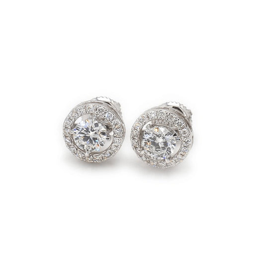 ISADORA JEWELLERY Lab-Grown Diamond Halo Earrings in 14ct White Gold (Total Diamond Weight 1.20ct)