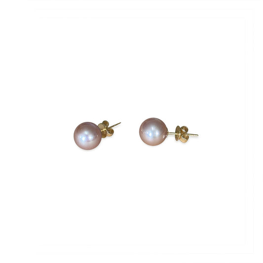 ISADORA JEWELLERY Pink Freshwater 6-6.5mm Pearl Earrings with 14ct Gold Posts and Butterflies