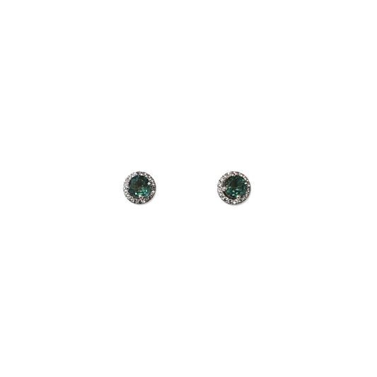 ISADORA JEWELLERY Lab Created 5mm Round Green Emerald and Lab Created White Sapphire Sterling Silver Earrings