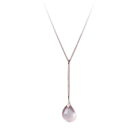 ISADORA JEWELLERY 18ct Rose Gold Rose Quartz & Diamond Pendant