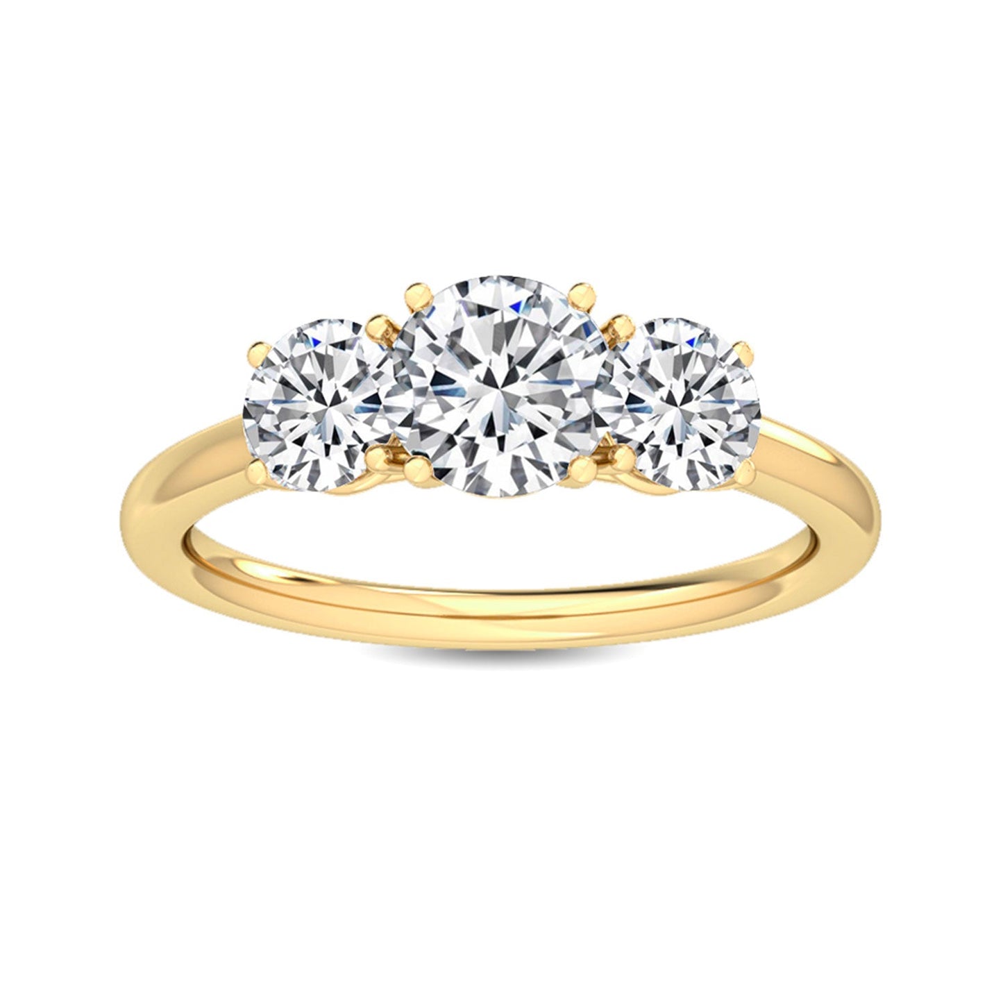 ISADORA JEWELLERY Three Stone Lab Grown Diamond Ring featuring a total diamond weight of 1.00ct in stunning 14ct Yellow Gold