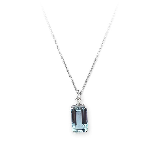 ISADORA JEWELLERY 18ct White Gold Blue Topaz & Diamond Pendant