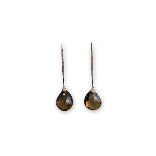 ISADORA JEWELLERY 18ct Rose Gold Cognac Quartz & Diamond Earrings